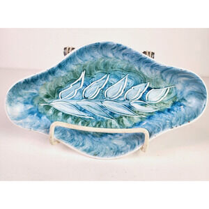H. Turner Whalley Blue & Green Tuscan China Metallised Hand Painted Trinket Dish